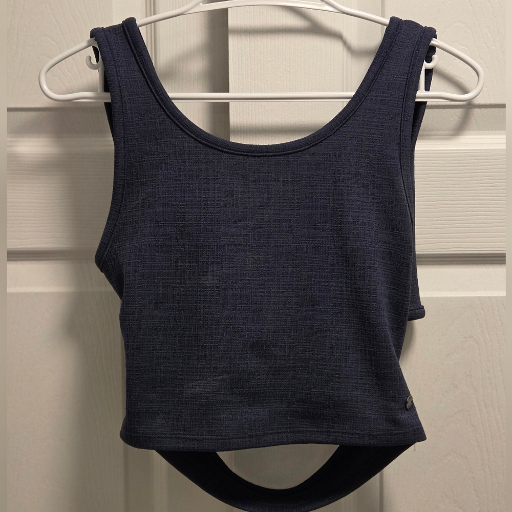 (5/$25) Roxy Crop Top Tank Top Heathered Navy Blue Size Medium Like New Summer